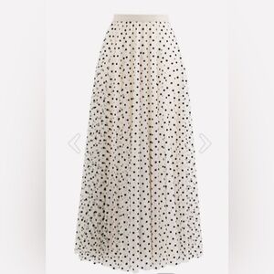 Chicwish Cream Maxi Skirt with Black Polka Dots